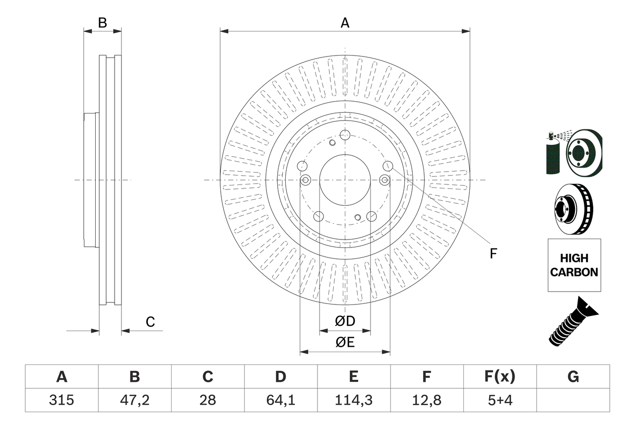 Brake Disc - 0 986 479 F12 BOSCH