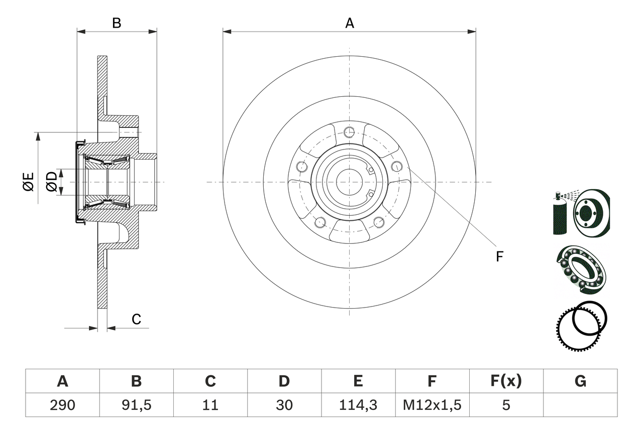 Brake Disc - 0 986 479 F42 BOSCH