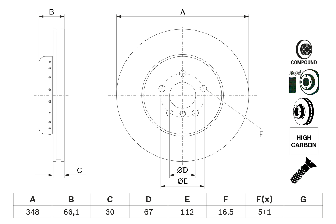 Brake Disc - 0 986 479 F57 BOSCH