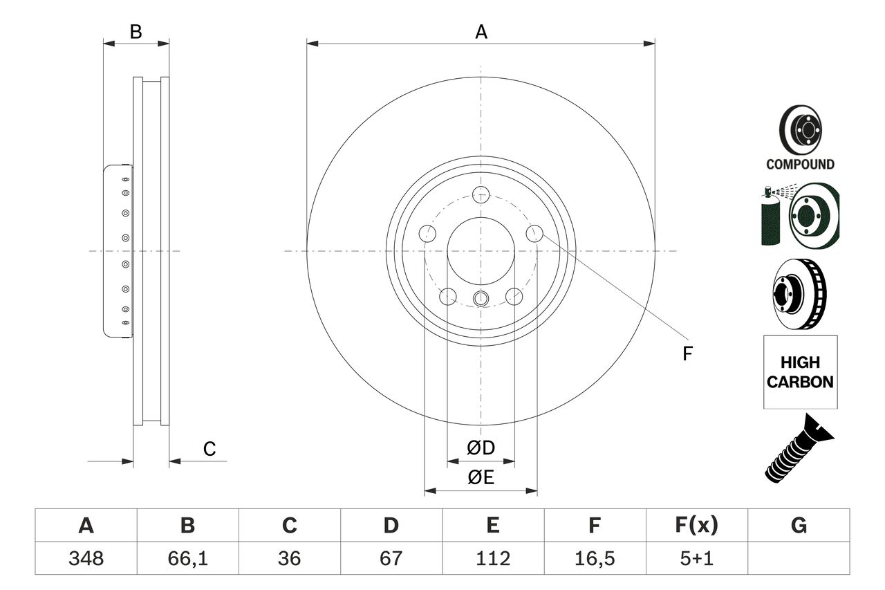 Brake Disc - 0 986 479 F58 BOSCH