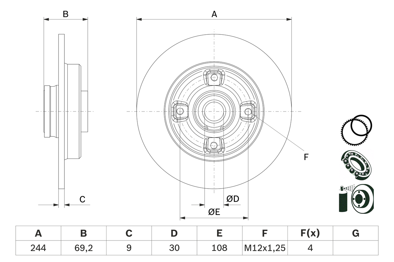 Brake Disc - 0 986 479 F74 BOSCH