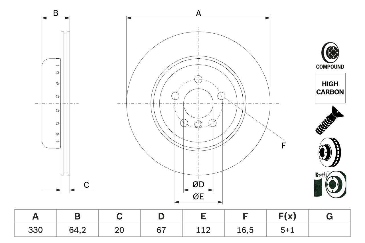 Brake Disc - 0 986 479 G15 BOSCH