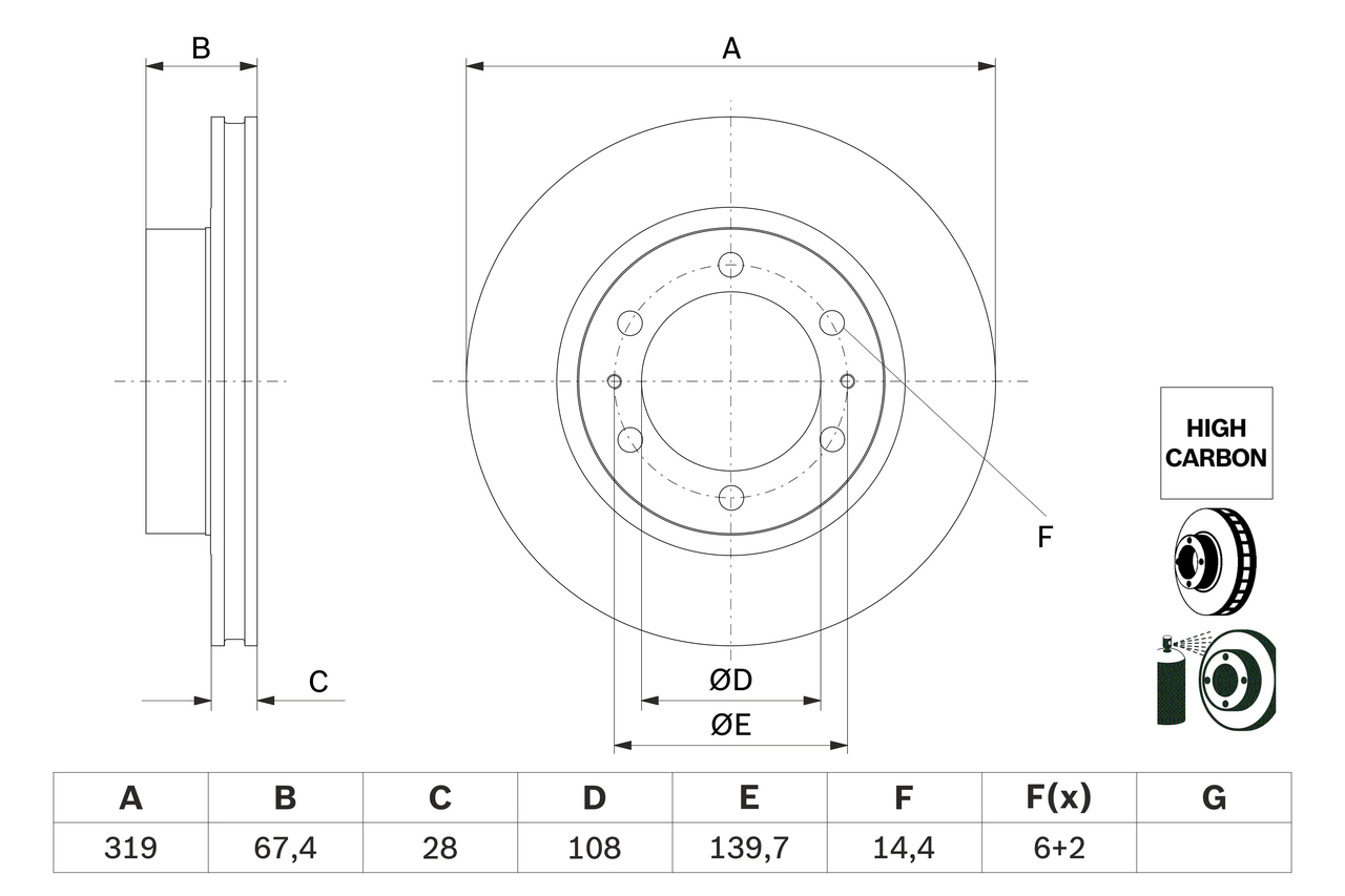 Brake Disc - 0 986 479 G19 BOSCH