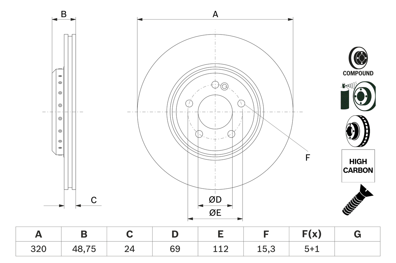 Brake Disc - 0 986 479 G39 BOSCH
