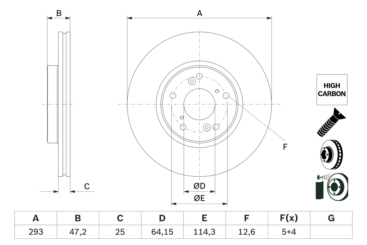 Brake Disc - 0 986 479 G58 BOSCH