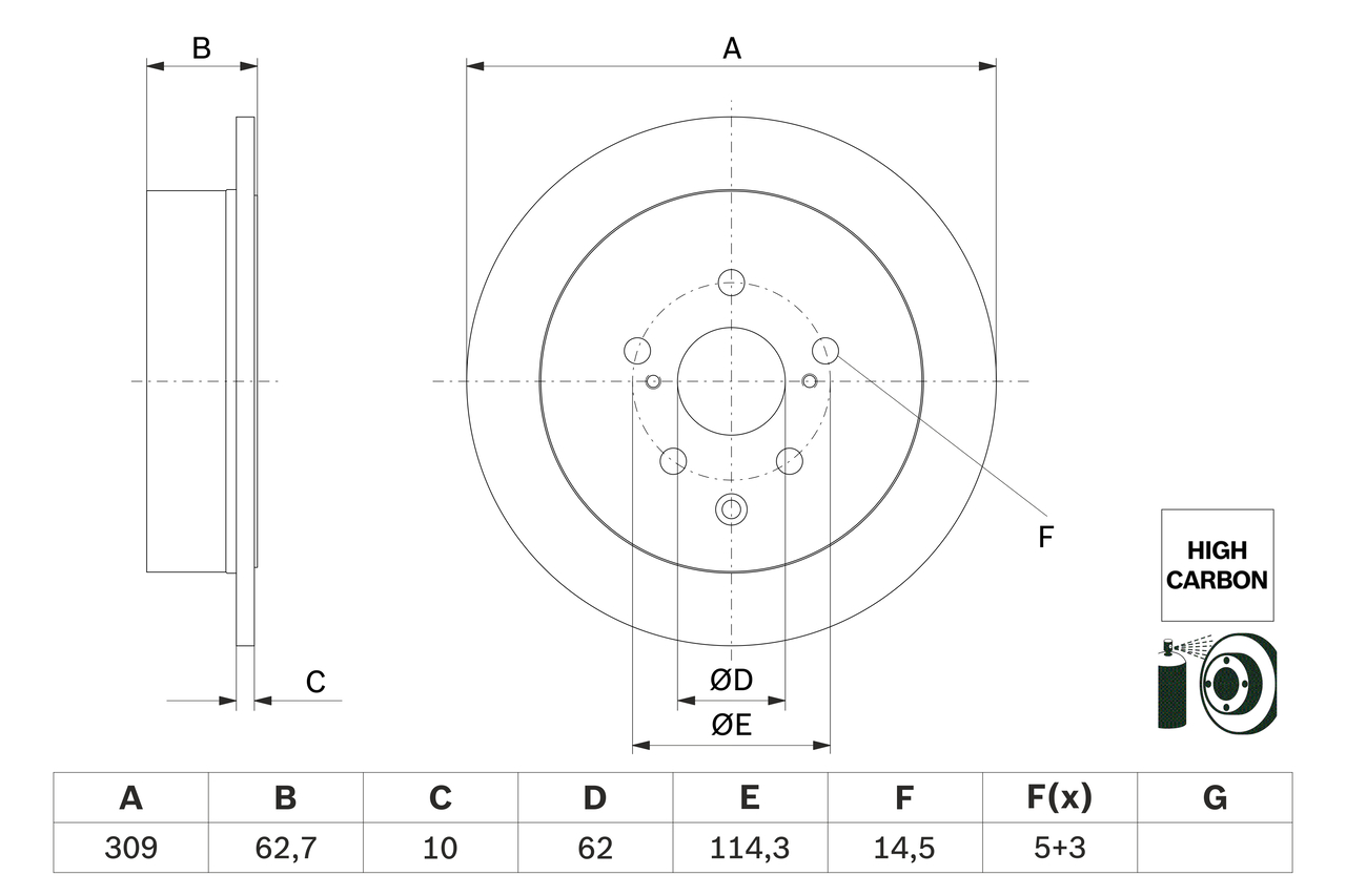 Brake Disc - 0 986 479 G61 BOSCH