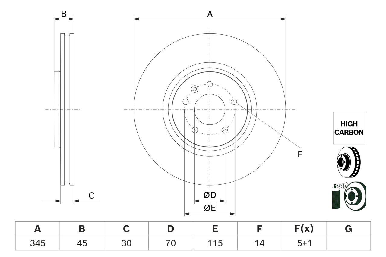 Brake Disc - 0 986 479 G69 BOSCH