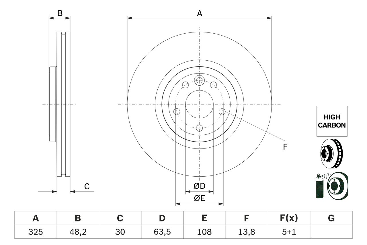 Brake Disc - 0 986 479 G96 BOSCH