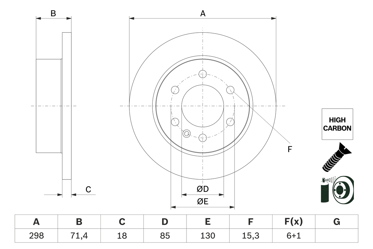 Brake Disc - 0 986 479 H06 BOSCH