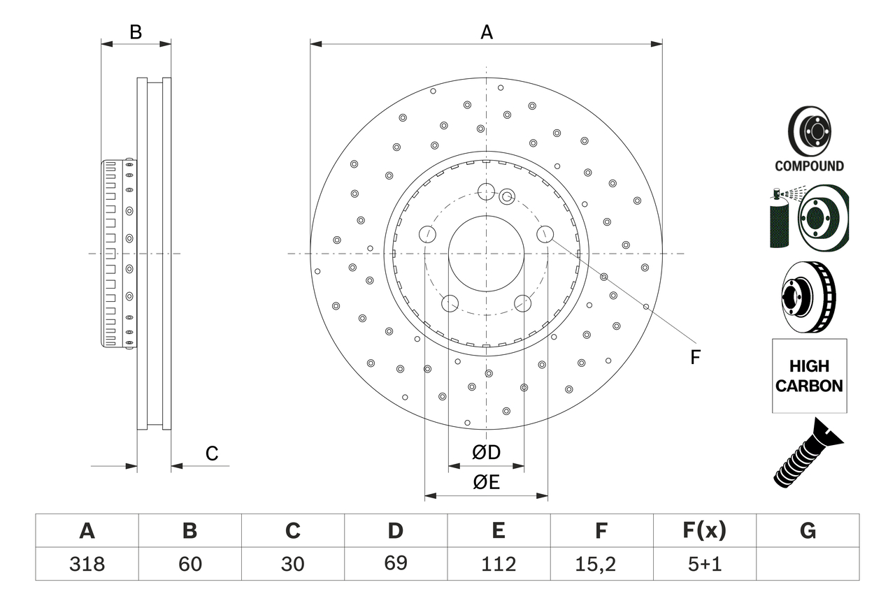 Brake Disc - 0 986 479 H37 BOSCH