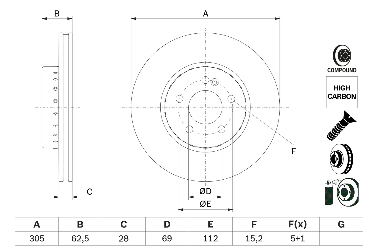 Brake Disc - 0 986 479 H46 BOSCH