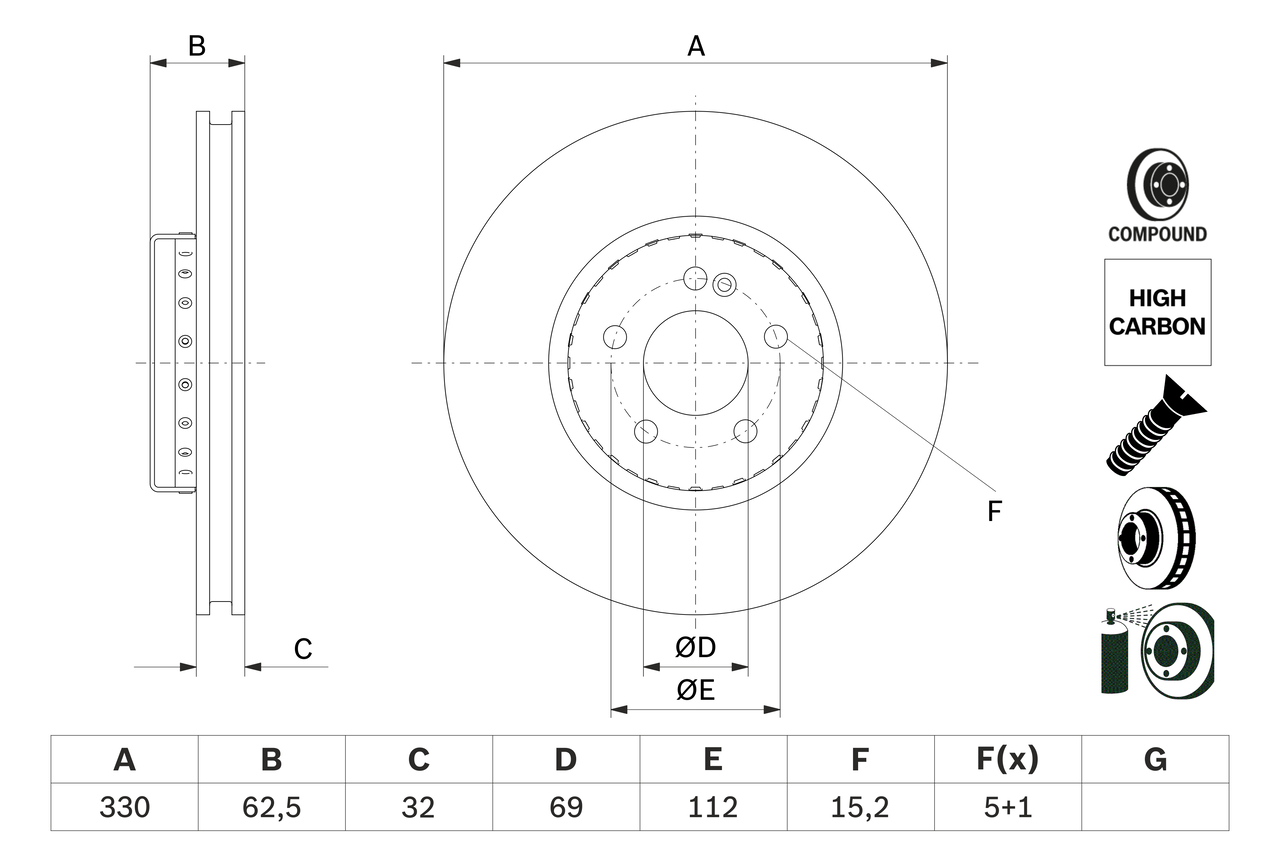 Brake Disc - 0 986 479 H48 BOSCH