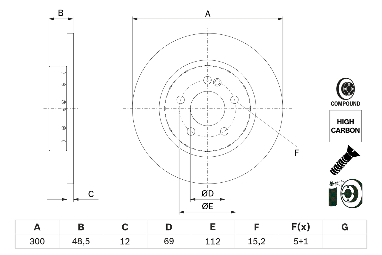 Brake Disc - 0 986 479 H49 BOSCH