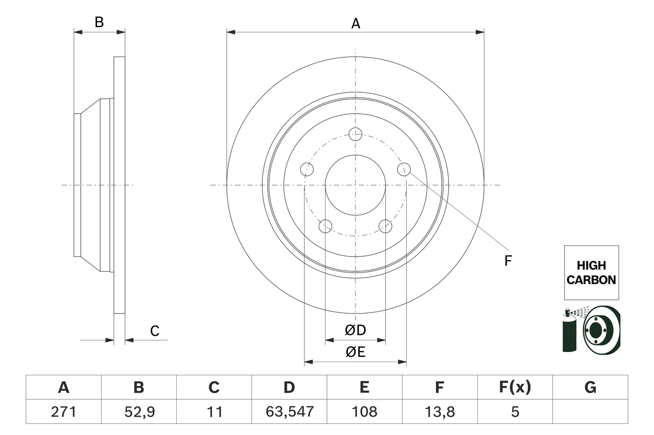 Brake Disc - 0 986 479 H55 BOSCH