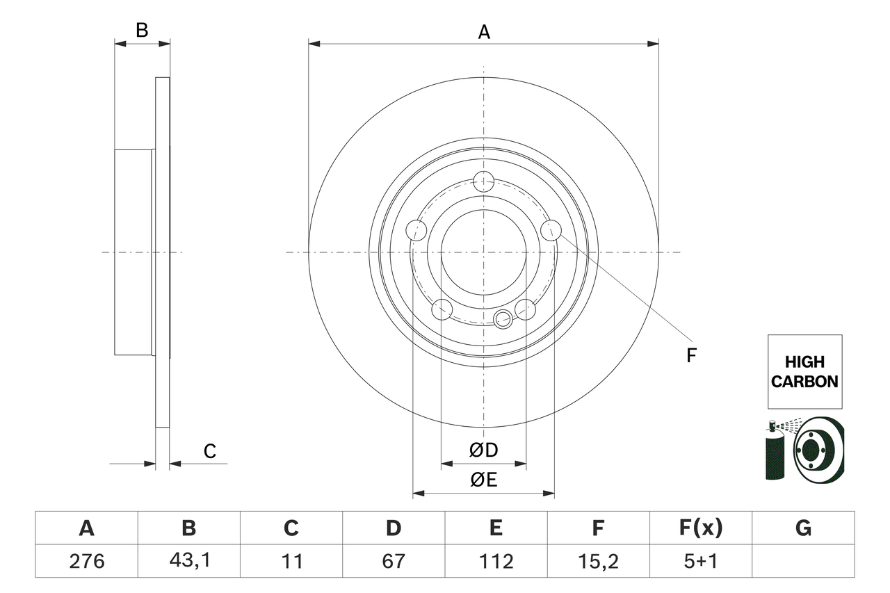 Brake Disc - 0 986 479 H60 BOSCH