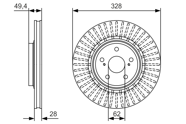 Brake Disc - 0 986 479 T00 BOSCH