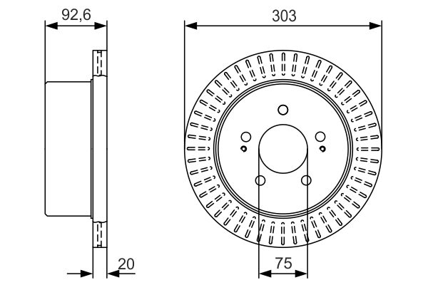 Тормозной диск - 0 986 479 V26 BOSCH