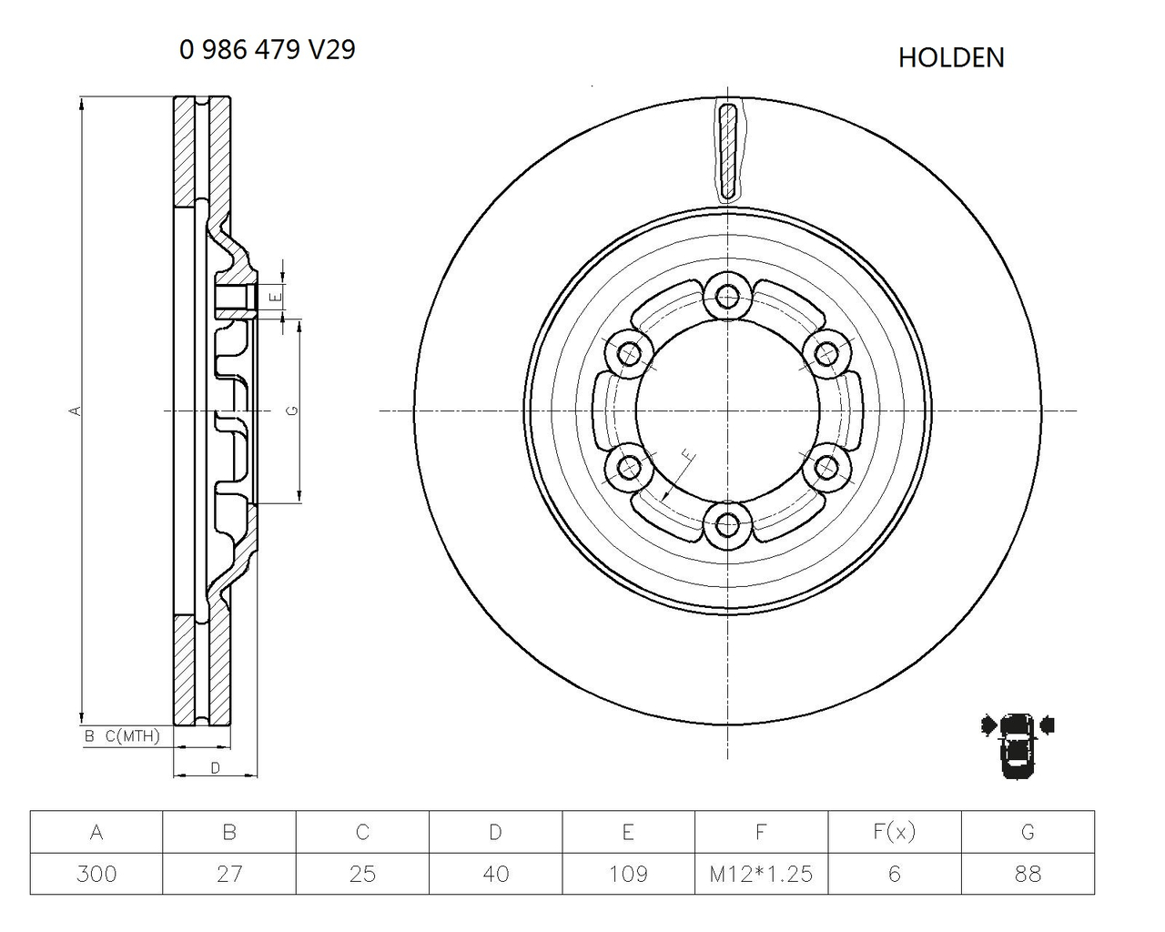 Brake Disc - 0 986 479 V29 BOSCH