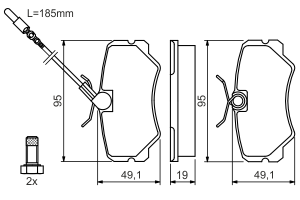 Brake Pad Set, disc brake - 0 986 492 090 BOSCH
