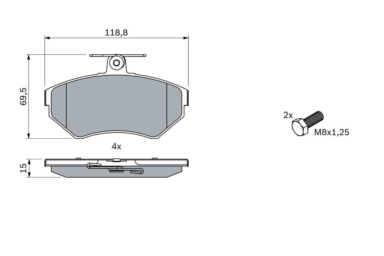 Brake Pad Set, disc brake - 0 986 494 010 BOSCH