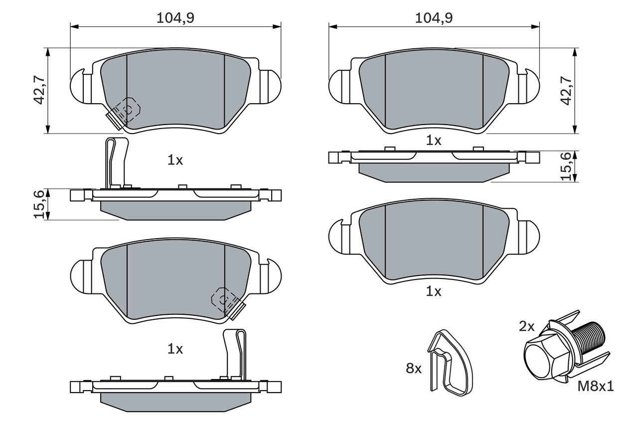 Brake Pad Set, disc brake - 0 986 494 014 BOSCH