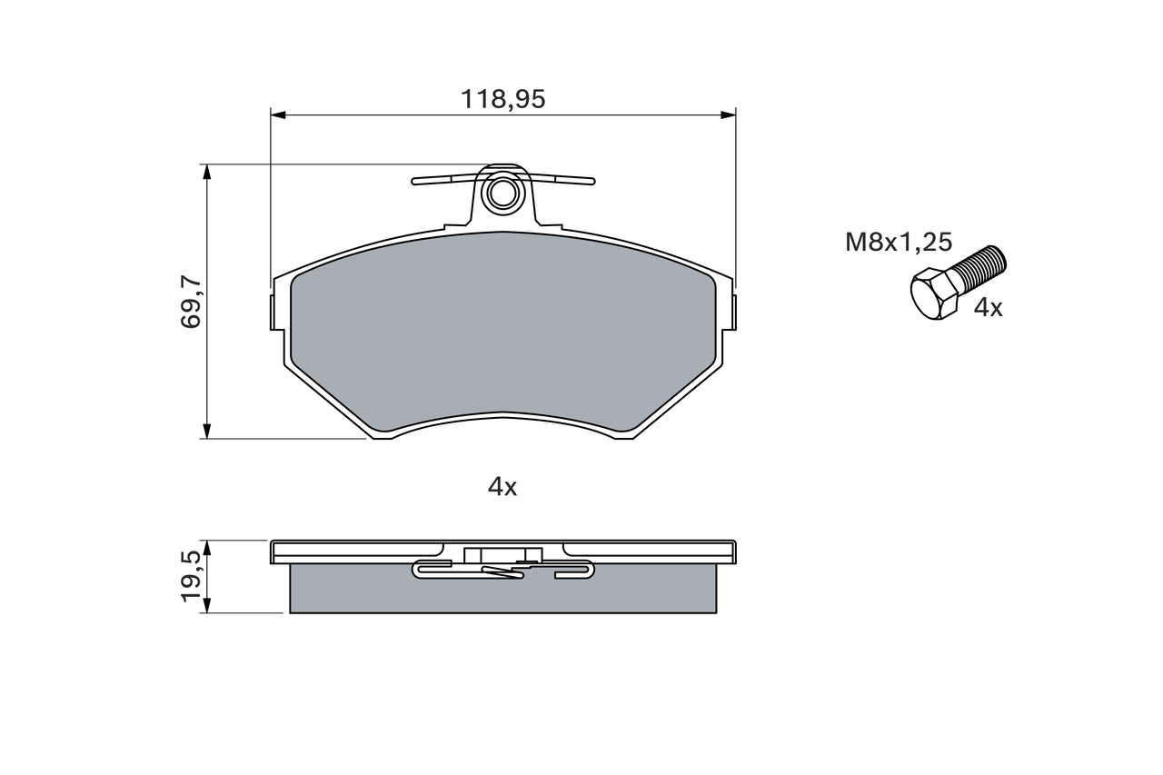 Brake Pad Set, disc brake - 0 986 494 021 BOSCH
