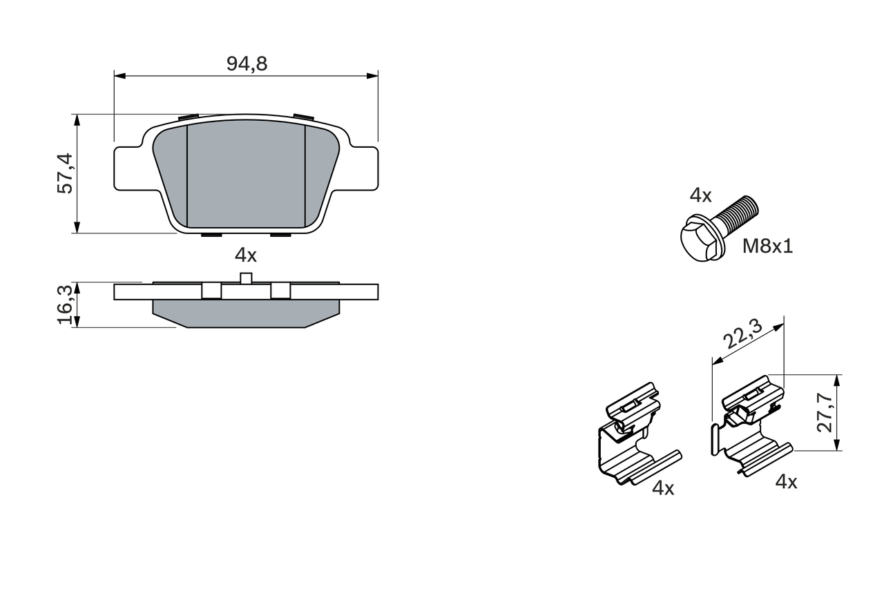 Brake Pad Set, disc brake - 0 986 494 030 BOSCH