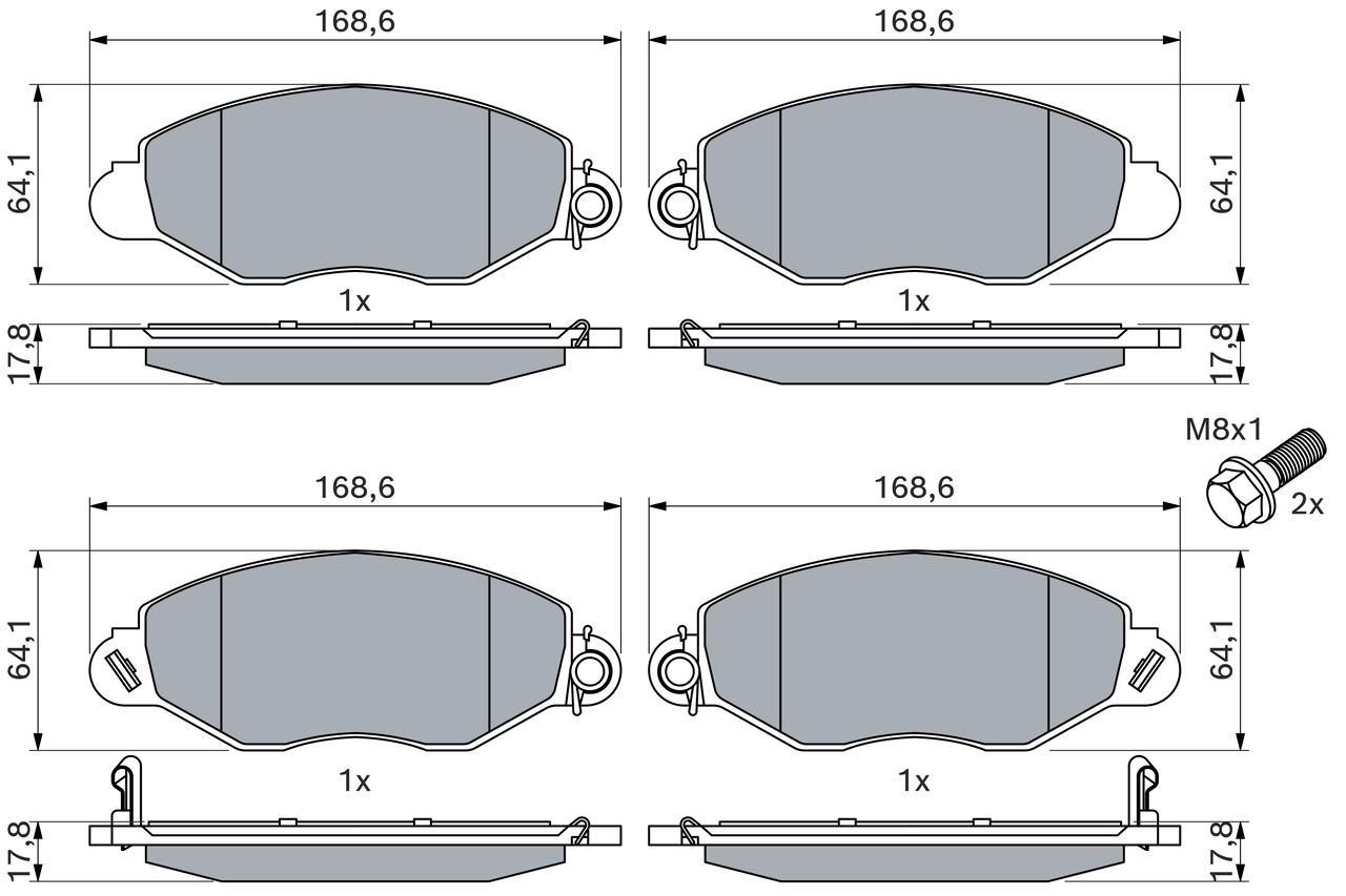 Brake Pad Set, disc brake - 0 986 494 037 BOSCH