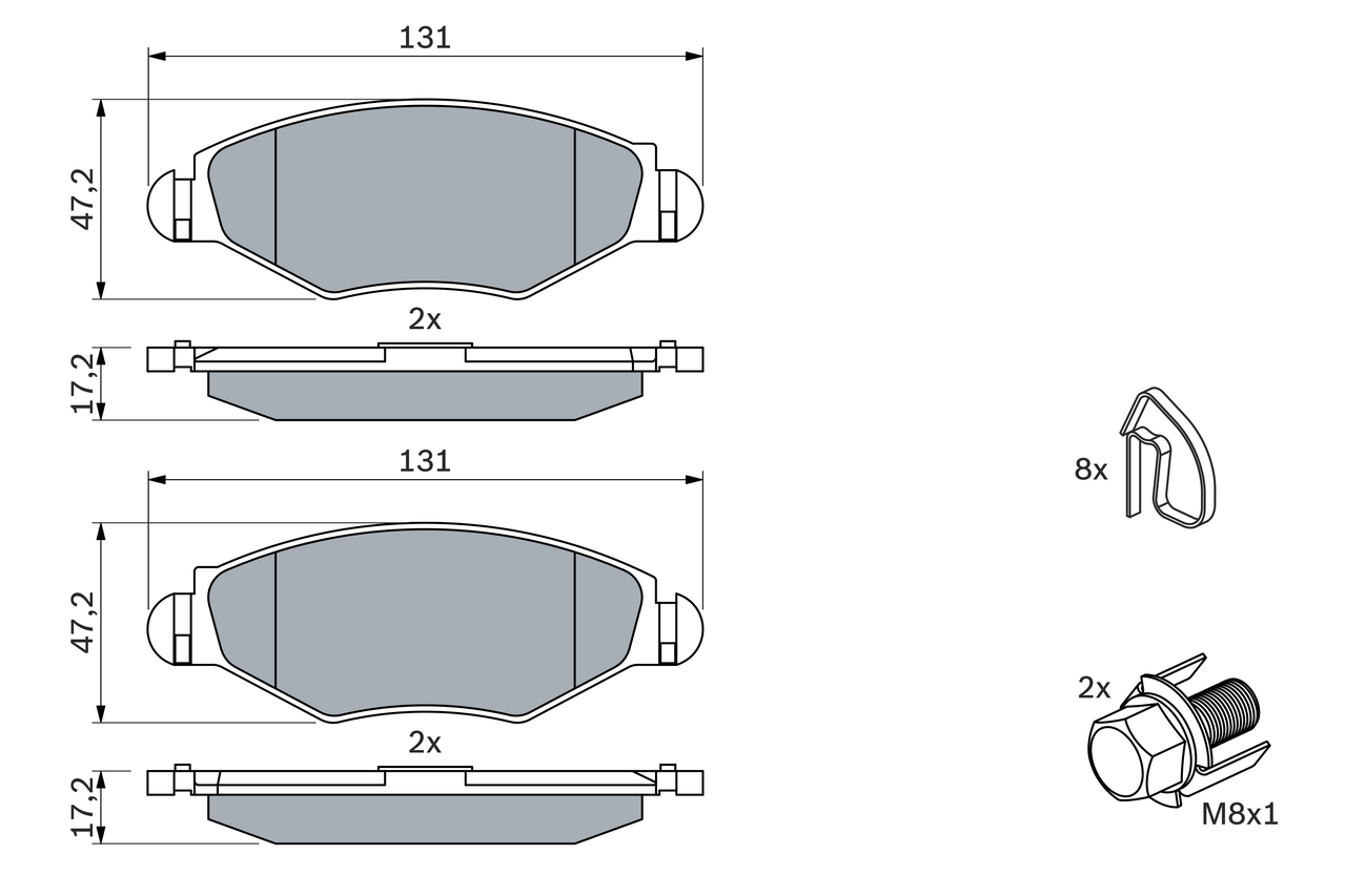 Brake Pad Set, disc brake - 0 986 494 039 BOSCH
