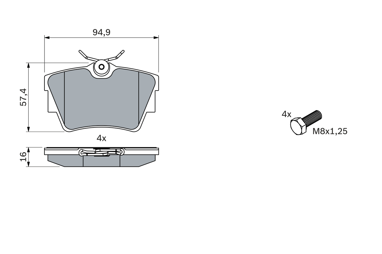 Brake Pad Set, disc brake - 0 986 494 040 BOSCH