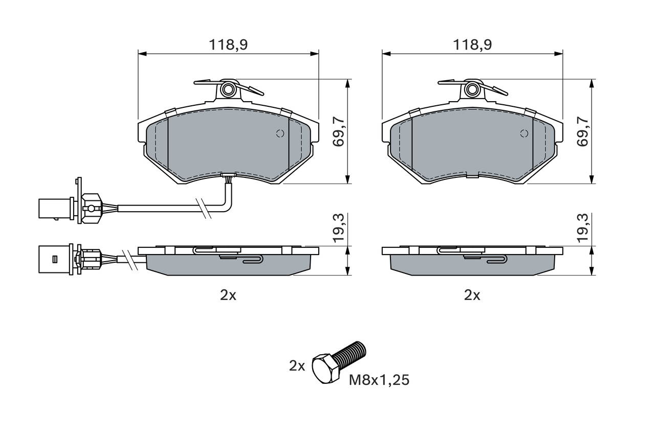 Brake Pad Set, disc brake - 0 986 494 042 BOSCH