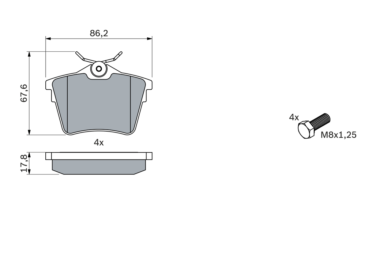 Brake Pad Set, disc brake - 0 986 494 095 BOSCH