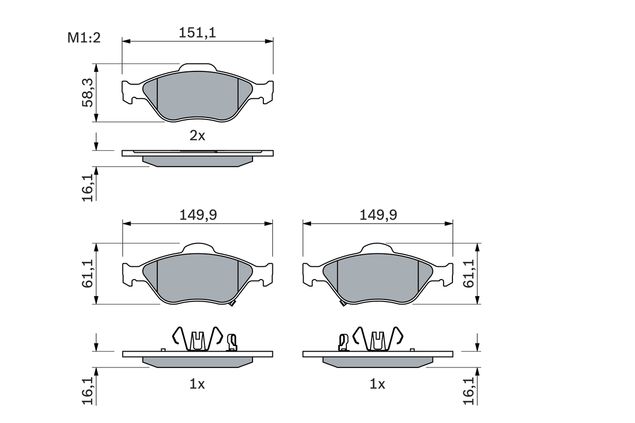 Brake Pad Set, disc brake - 0 986 494 101 BOSCH
