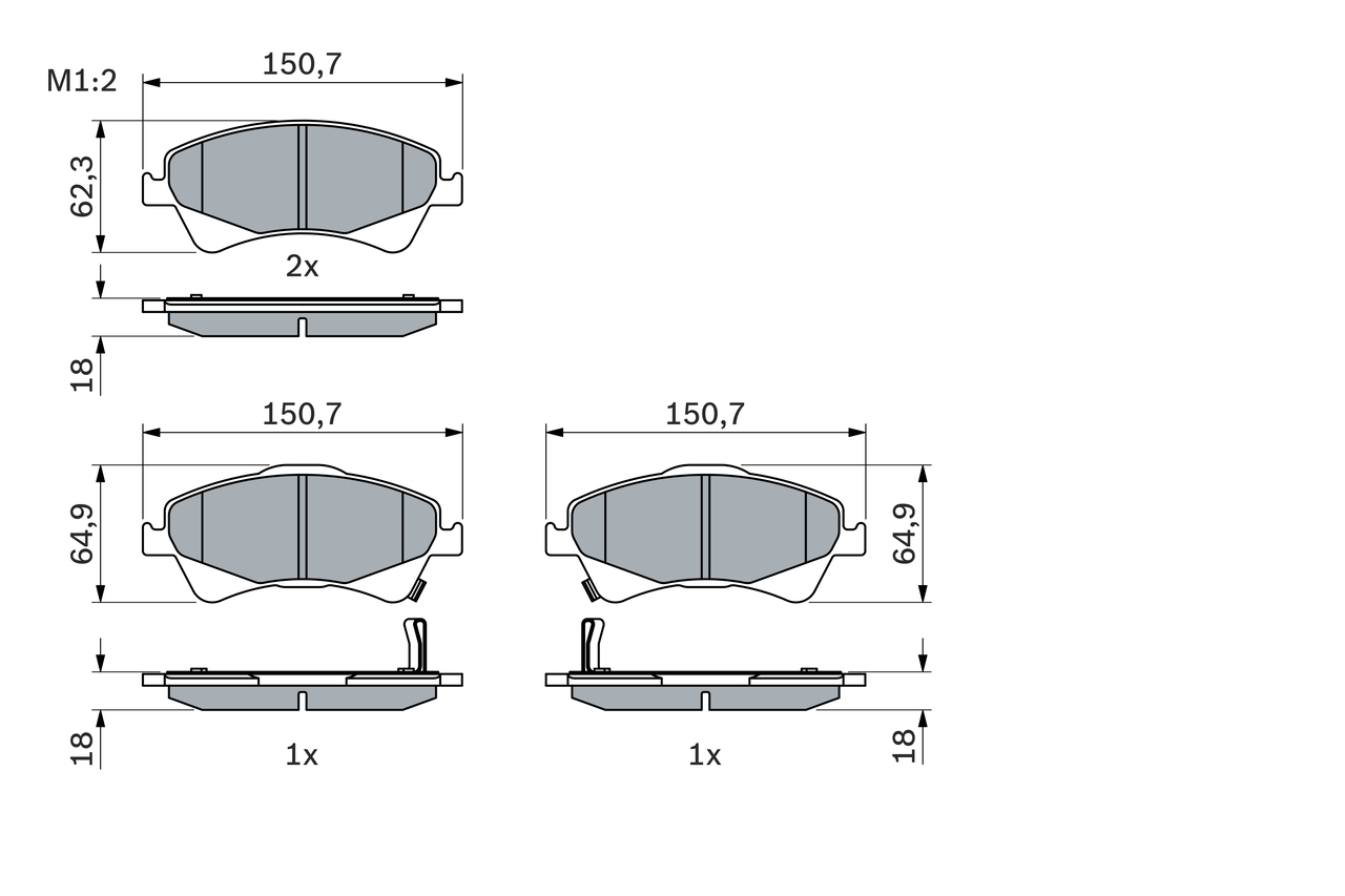 Brake Pad Set, disc brake - 0 986 494 187 BOSCH