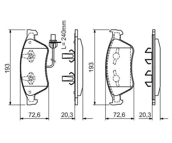 Brake Pad Set, disc brake - 0 986 494 200 BOSCH