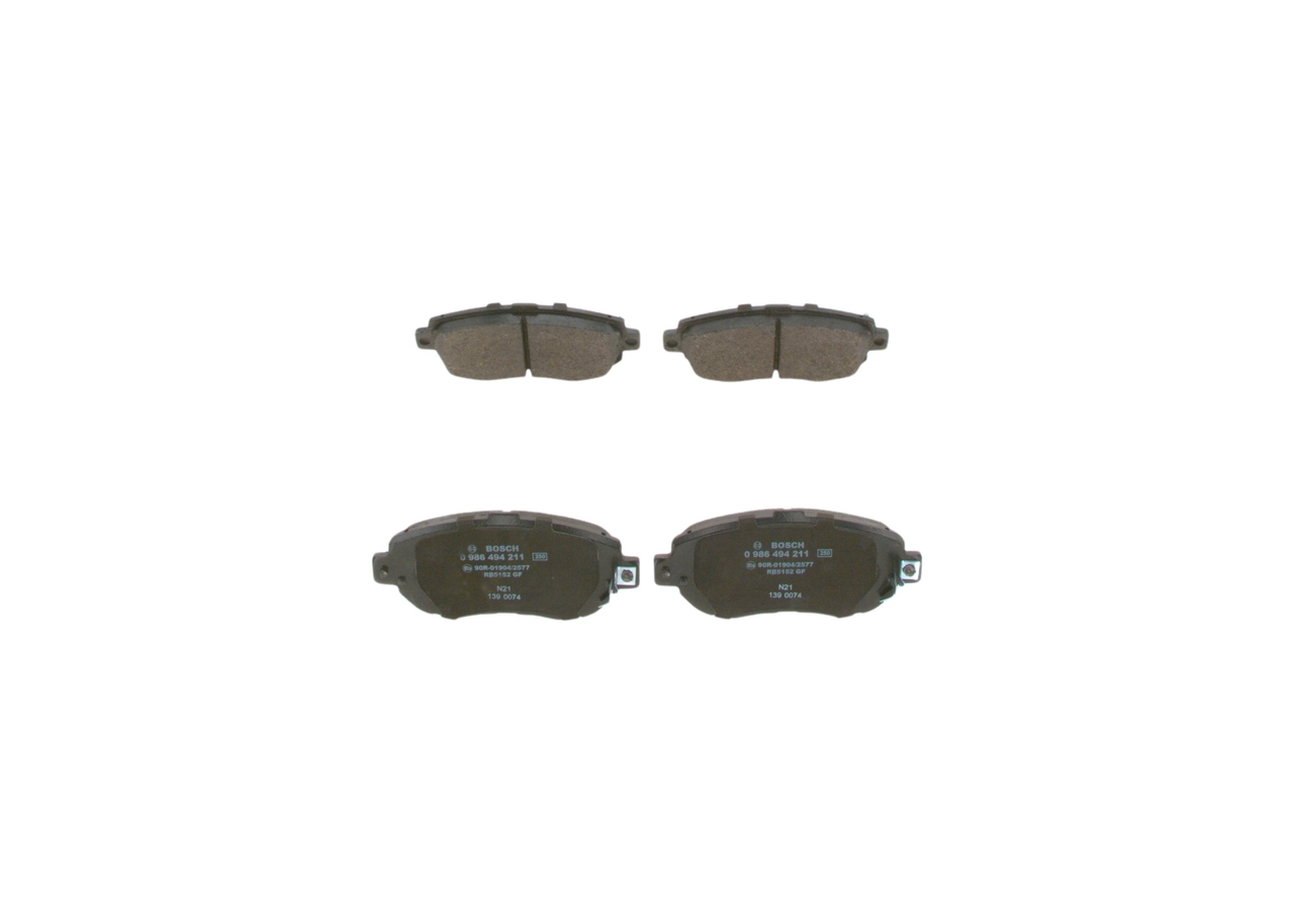 Комплект тормозных колодок, дисковый тормоз - 0 986 494 211 BOSCH