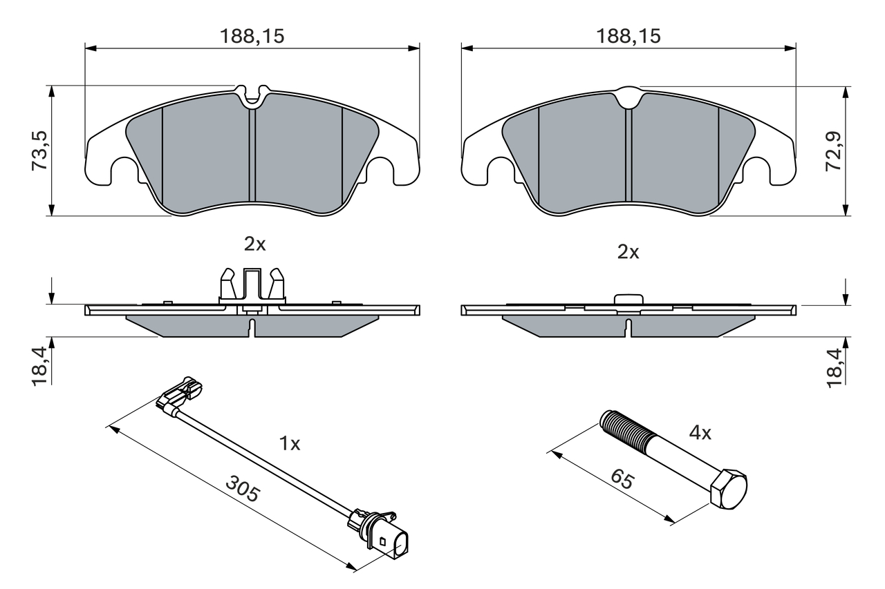 Brake Pad Set, disc brake - 0 986 494 259 BOSCH