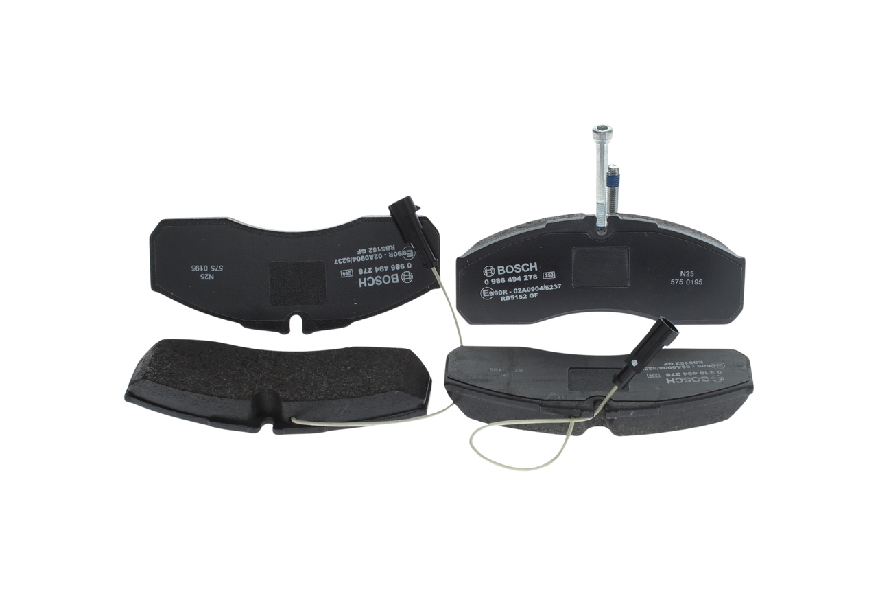 Brake Pad Set, disc brake - 0 986 494 278 BOSCH