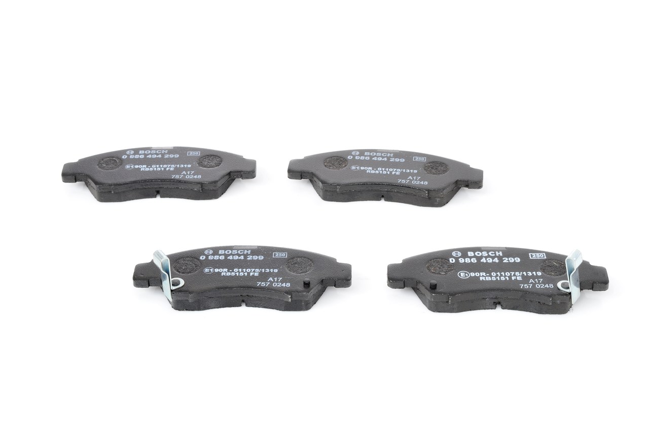 Brake Pad Set, disc brake - 0 986 494 299 BOSCH