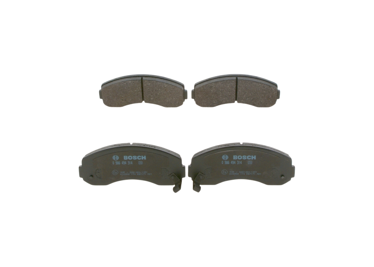 Комплект тормозных колодок, дисковый тормоз - 0 986 494 314 BOSCH
