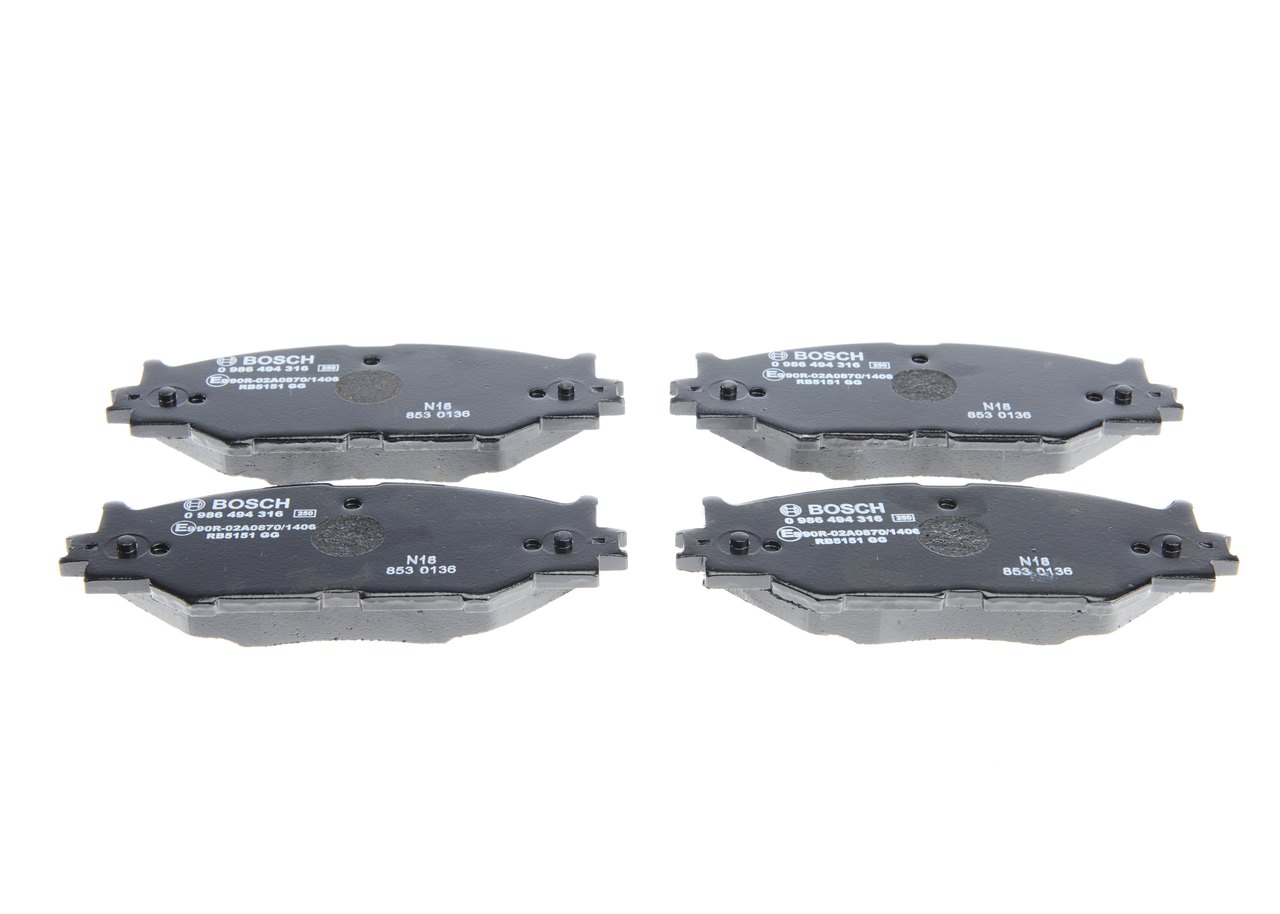 Brake Pad Set, disc brake - 0 986 494 316 BOSCH
