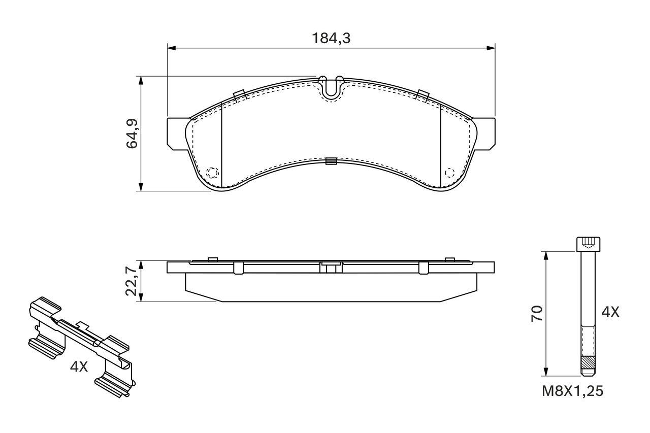Brake Pad Set, disc brake - 0 986 494 335 BOSCH