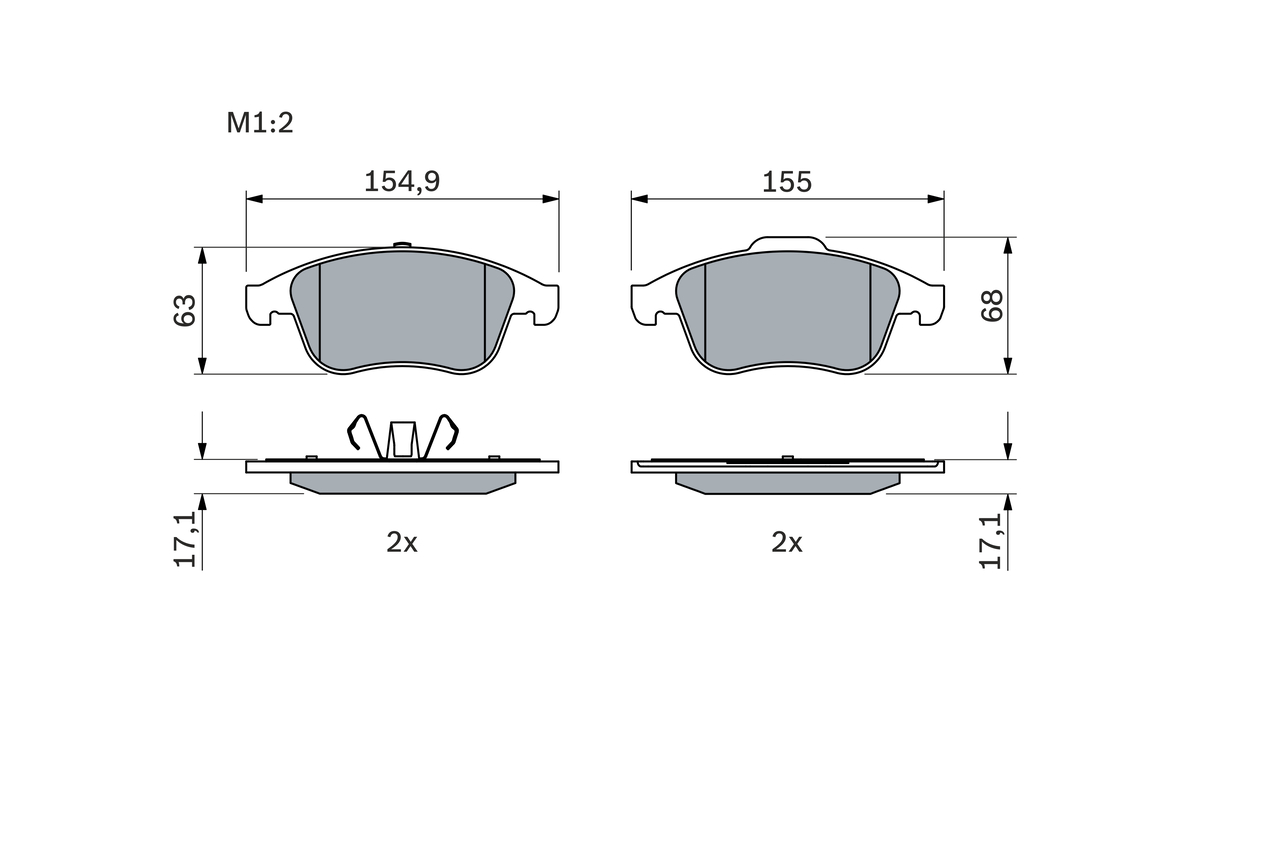 Brake Pad Set, disc brake - 0 986 494 401 BOSCH