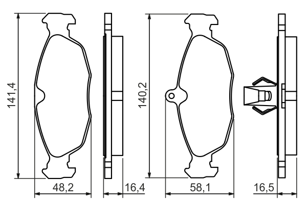 Brake Pad Set, disc brake - 0 986 494 413 BOSCH