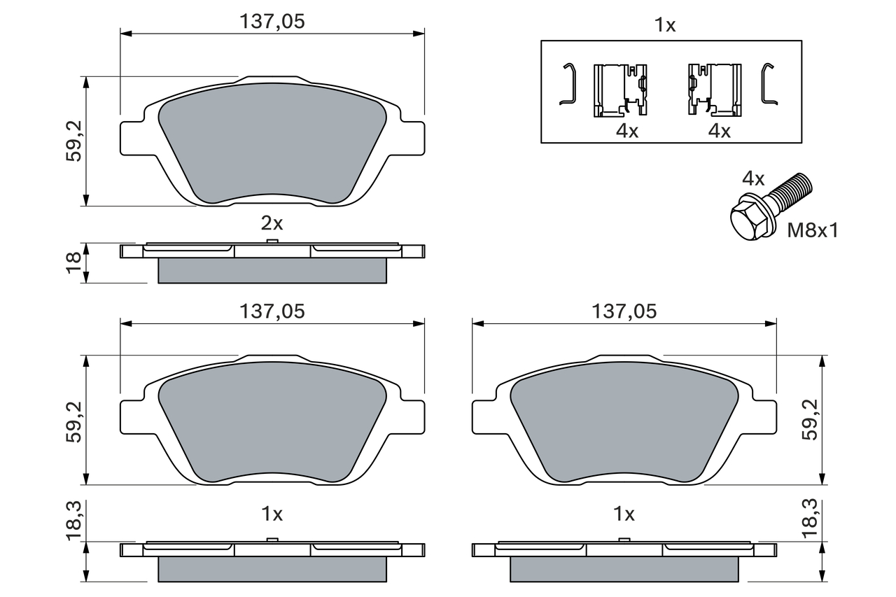 Brake Pad Set, disc brake - 0 986 494 438 BOSCH