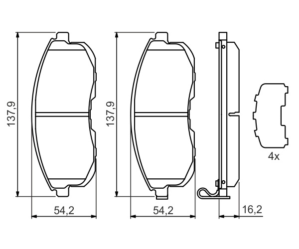 Brake Pad Set, disc brake - 0 986 494 443 BOSCH