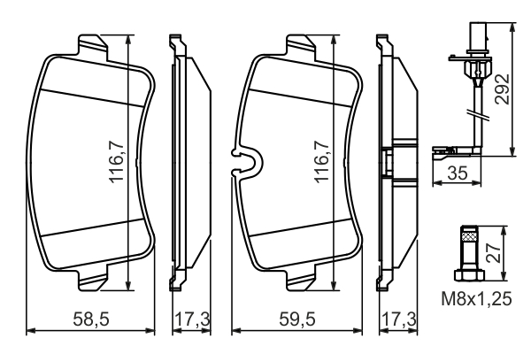 Brake Pad Set, disc brake - 0 986 494 446 BOSCH