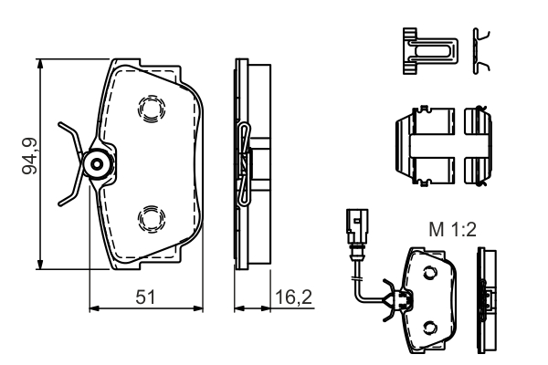 Brake Pad Set, disc brake - 0 986 494 529 BOSCH