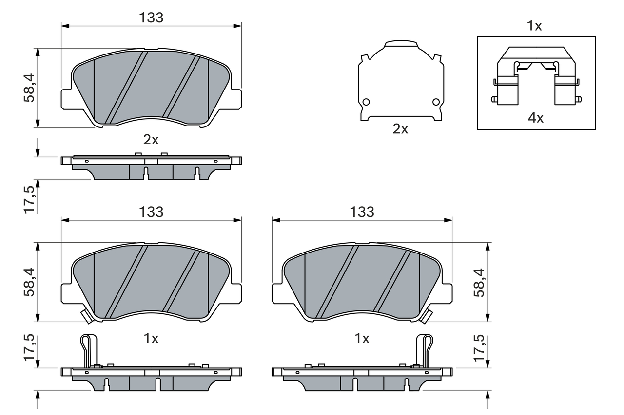 Brake Pad Set, disc brake - 0 986 494 563 BOSCH