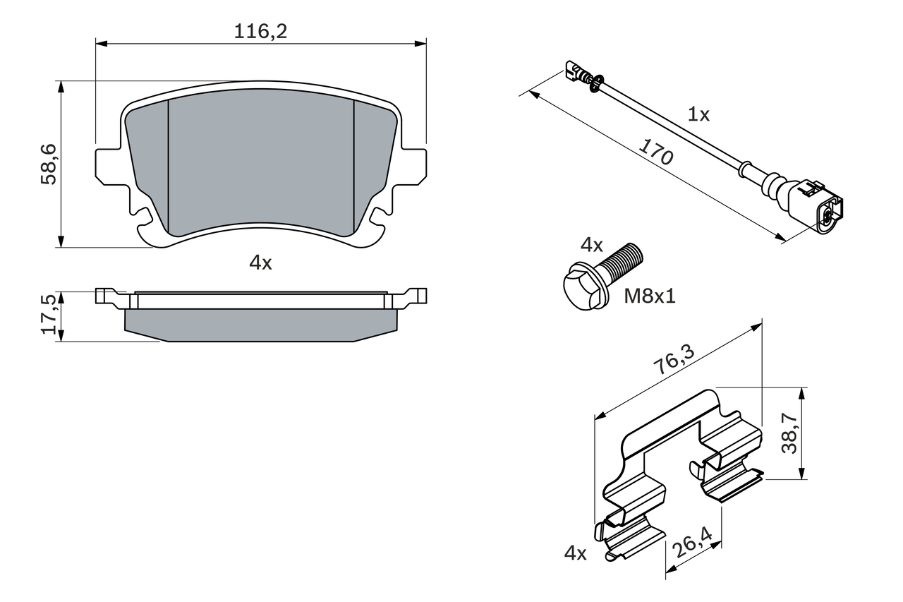 Brake Pad Set, disc brake - 0 986 494 583 BOSCH